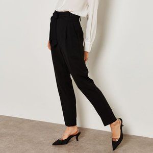 MANGO Tie Waist Tailored Trousers in Black